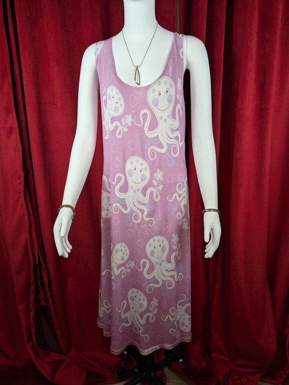 CowCow Purple & White Octopus Heart Sleeveless Maxi Dress